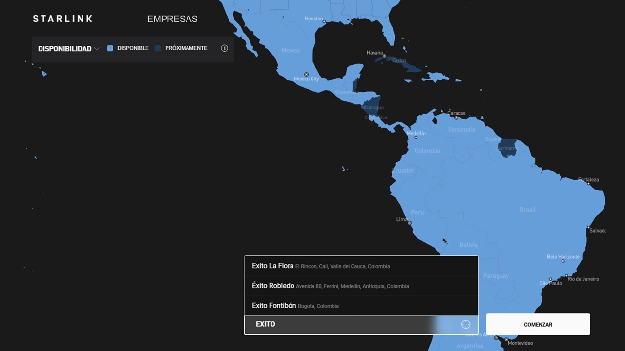 STARLINK EMPRESAS COLOMBIA AGENDAUNO INTERNET SATELITAL MARITIMO FLUVIAL BARCOS LANCHAS (COBERTURA)